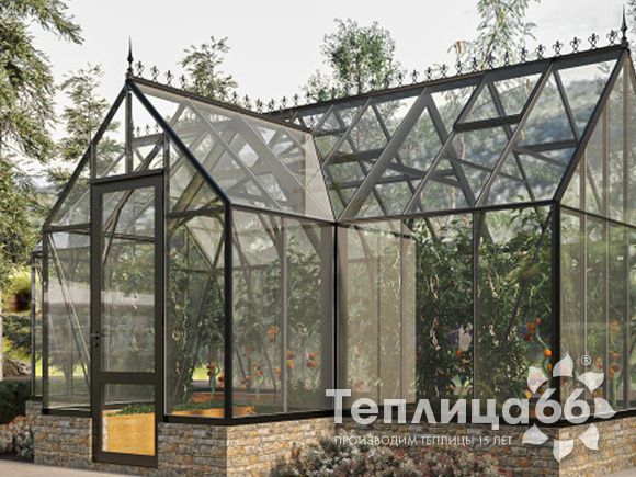Теплица botanik T Style 45 Standard с тамбуром Mini, под стекло, ширина 2,1 м